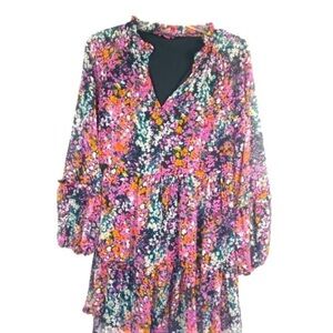 Vince Camuto Floral Mini Dress - Pink, Orange, Black